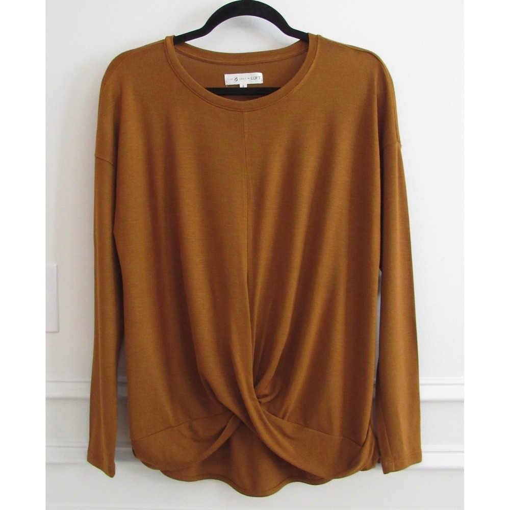 Lou & Grey for LOFT Brown Twist Front Modal Top Women S Casual Chic